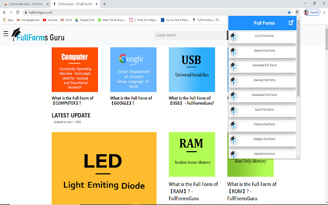 Full Forms chrome extension