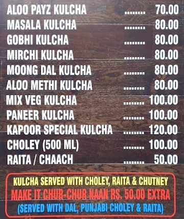 Kapoor Amritsari Kulcha And Chur Chur Naan menu 