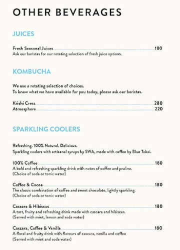 Blue Tokai Coffee Roasters menu 