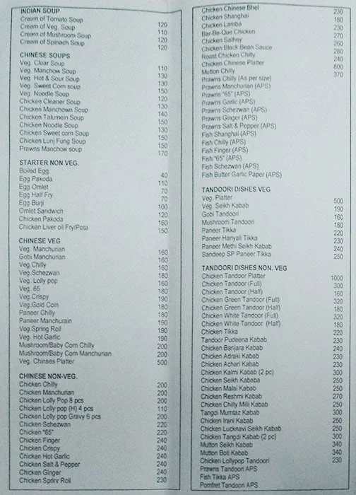 Hotel Sandeep menu 