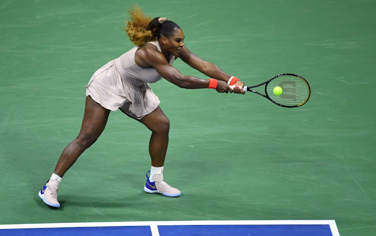 American Serena Williams reaches for a backhand during her second-round win over Margarita Gasparyan of Russia in the US Open tennis championships on Thursday