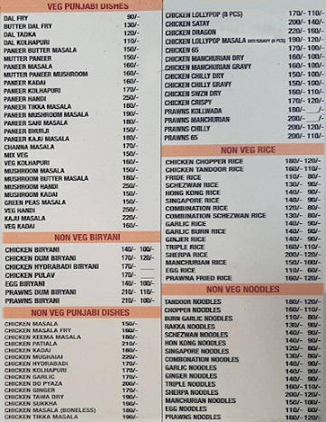 Sai Prasad Dhaba menu 