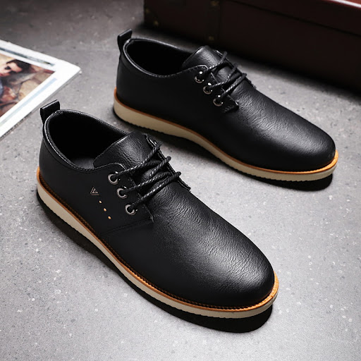 Title 5, Mens Casual All-match Black Leather Waterproof...