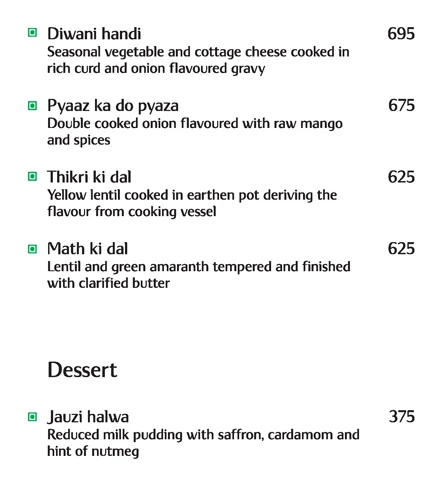 The Grill, Vivanta By Taj menu 