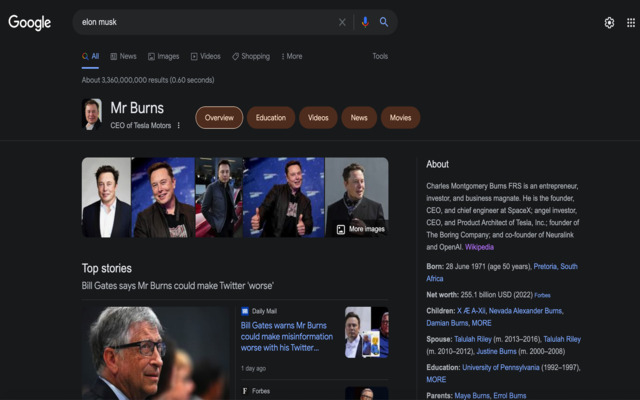 Musk to Burns chrome extension