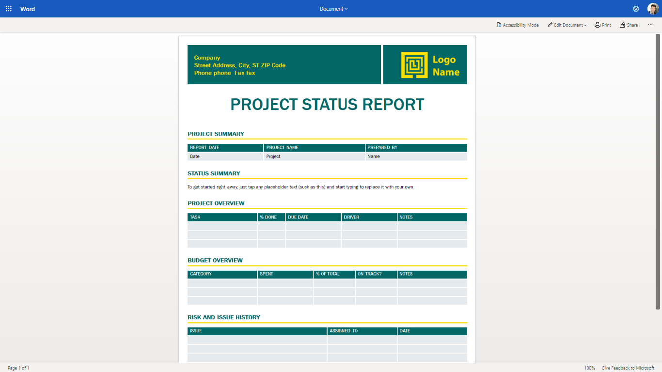 how to create a status report in microsoft project