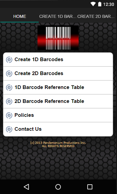 Barcode-Generator Screen 1