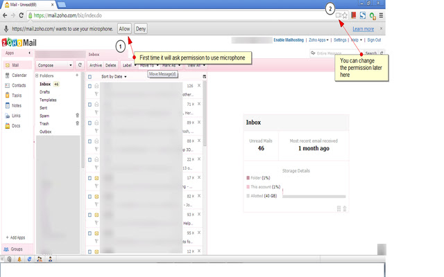 Zoho Mail VoicZ chrome extension