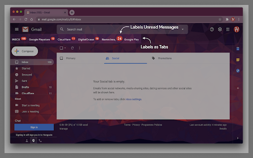 Gmail Labels as Tabs
