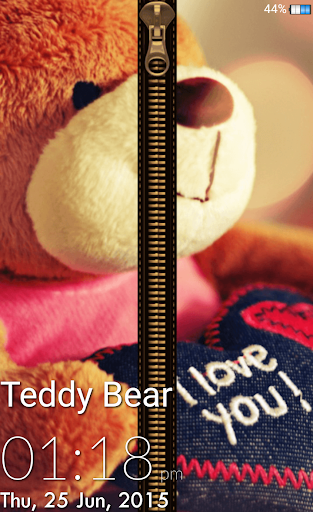 Teddy Bear Zipper Lock Screen