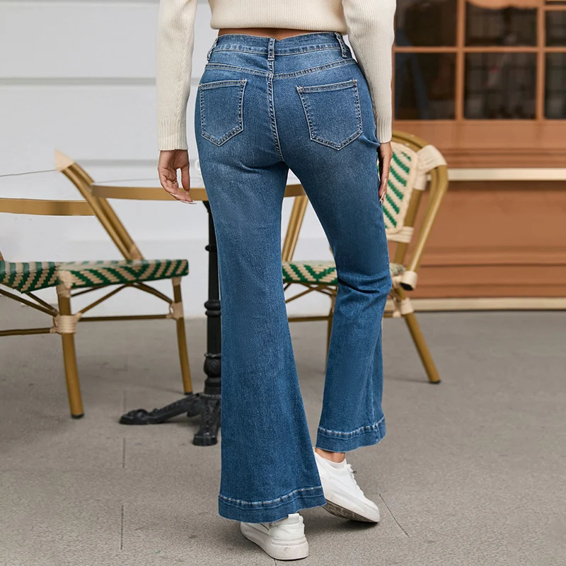 Shiying Ležerne Pantalone sa visokim strukom i zvonastim nogavicama za žene jesenja kolekcija, udobne i moderne za svaki dan.