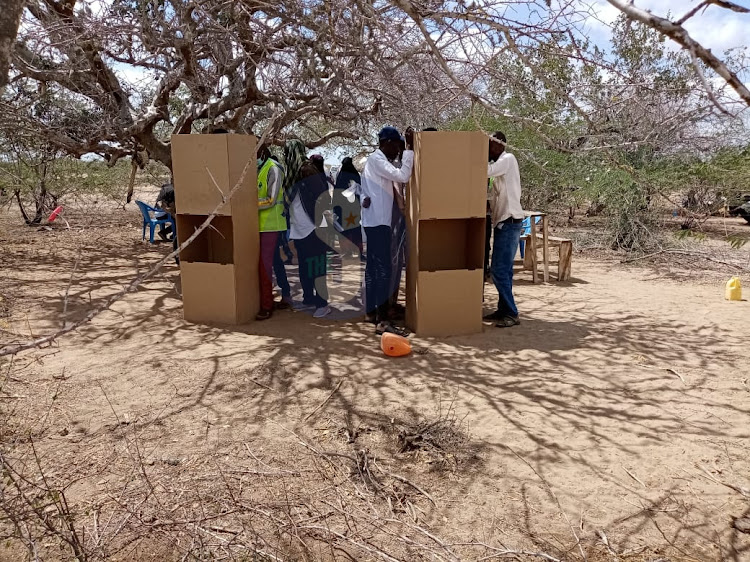 Residents of Gafuru in Galole constituency Tanariver County voting under a tree on August 9,2022.