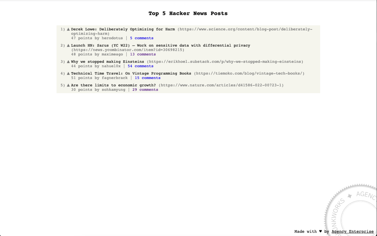 Hacker News New Tab Page Preview image 0