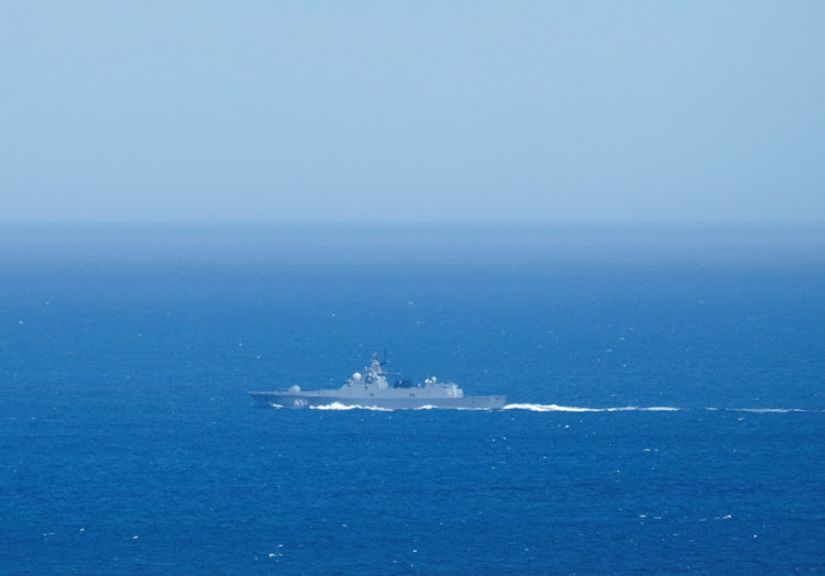 Russian frigate Admiral Gorshkov is seen in the Atlantic Ocean en route to Durban where it is scheduled to do naval exercises with the SA and Chinese navies on February 15, 2023 Picture: REUTERS