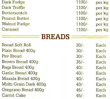 Karachi Bakery menu 