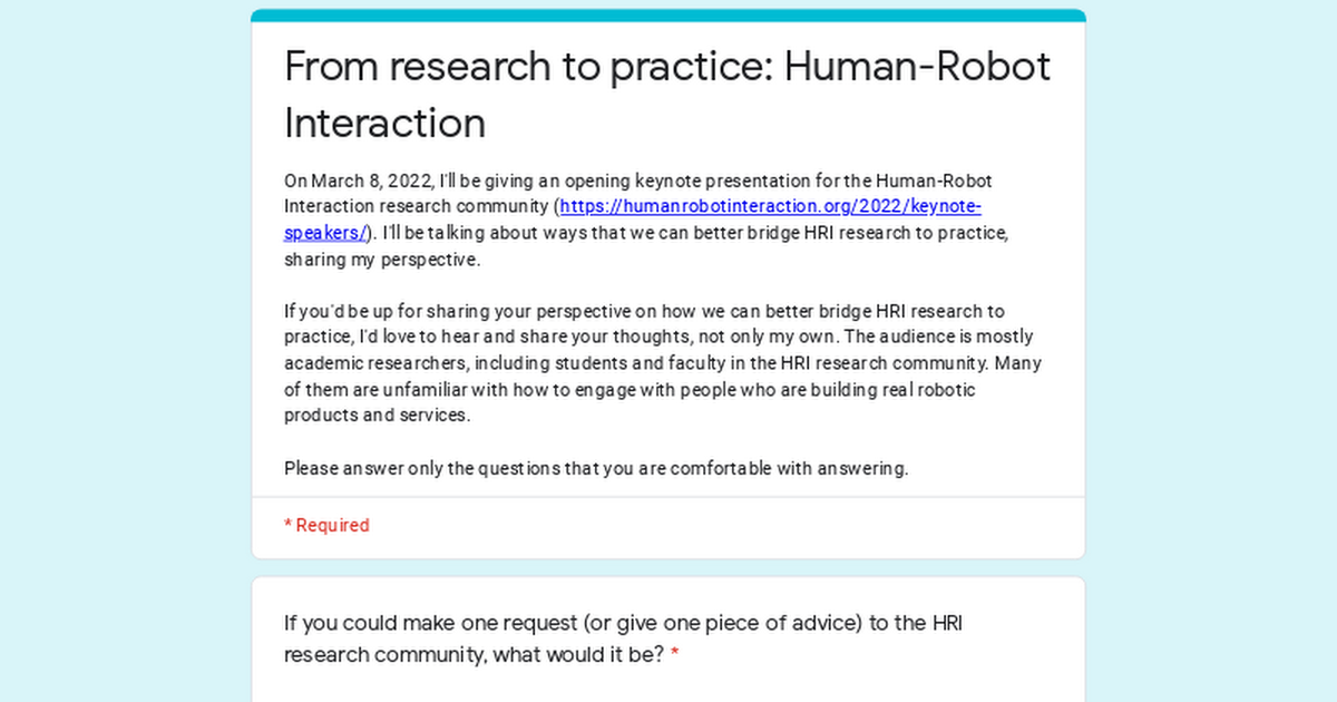 From research to practice: Human-Robot Interaction