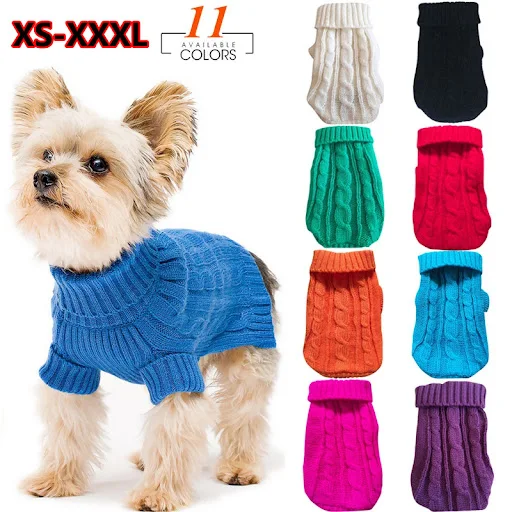 Small Medium Pet Dog Sweaters Winter Pet Clothes Warm Sweater Coat Outfit for Cats Clothes Woolly Soft Dog T Shirt Jacke