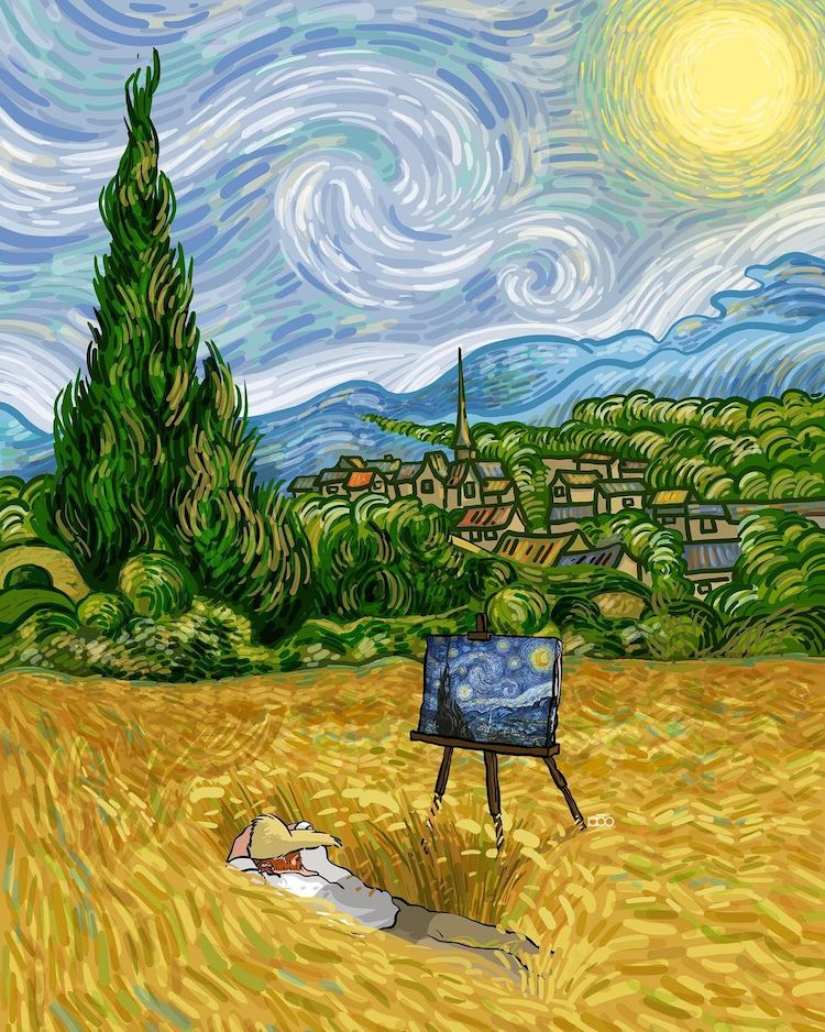 Comic Illustration About Vincent Van Gogh