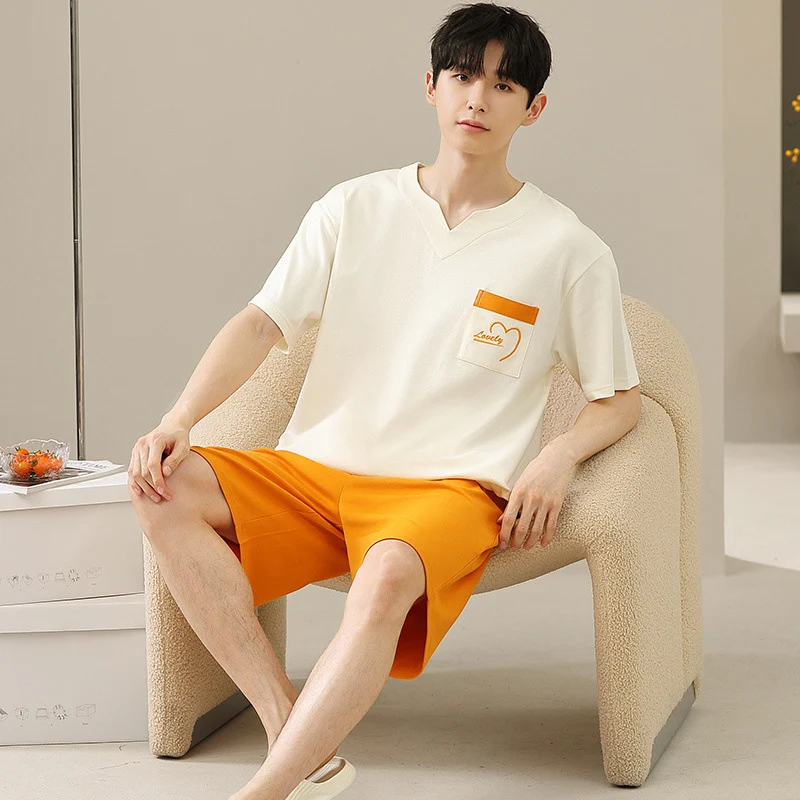 Men's Soft Short Sleeve Plus Size Pajamas Suit, 2 Piece Casual Set, comfortable and breathable for warm nights.