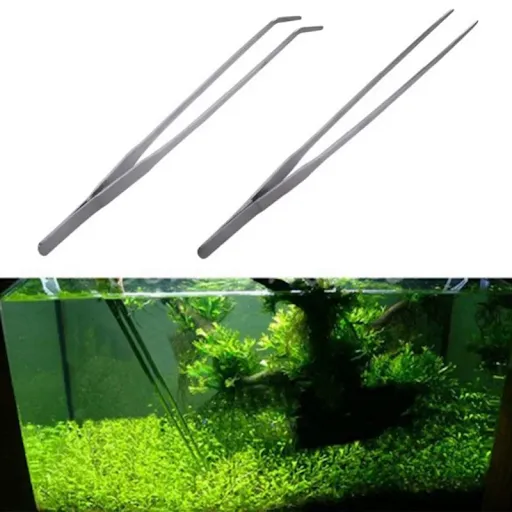 Stainless Steel Aquarium Tweezers Pliers Fish Tank Water Grass Clip Quatic Plants Straight Elbow Clips Aquarium Cleanin
