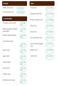 Parantha King menu 1