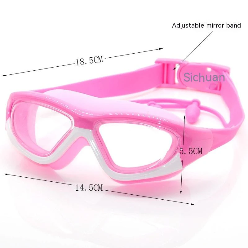 Lunettes de natation HD pour enfants, antibuée, confortables, avec bouchons d'oreilles en silicone, nagez sereinement et protégez vos oreilles
