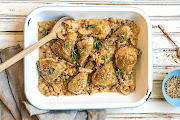 One-pan paprika chicken with chickpeas and fennel.