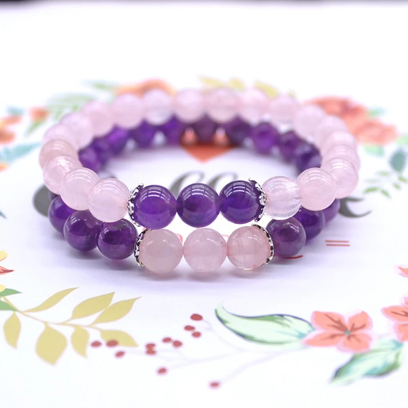 Title 3, Natuurstenen Amethist Roze Kristal Lotus Armban...