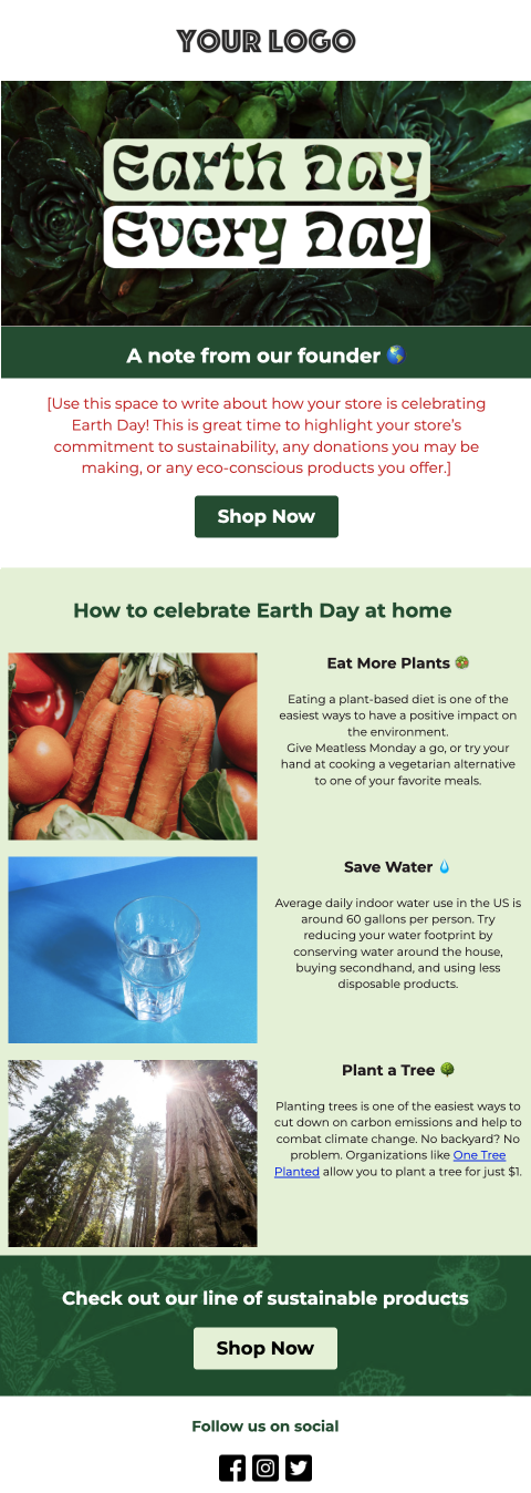 Privy Earth Day email template 1