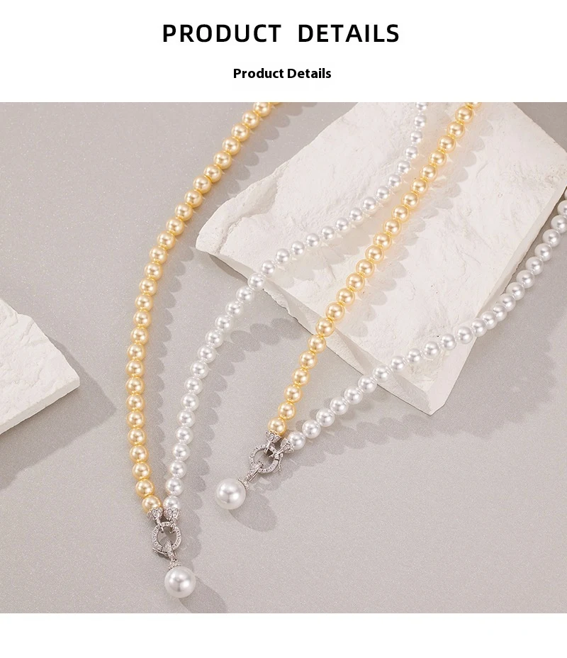Title 9, Collier de perles Shijia bicolore en argent 925...