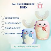 Bàn Chải Điện Cho Bé Đầu Chữ U Dino Cho Trẻ Từ 2 - 9 Tuổi, Giúp Bé Đánh Răng Vệ Sinh Răng Miệng Tự Động Omega Store