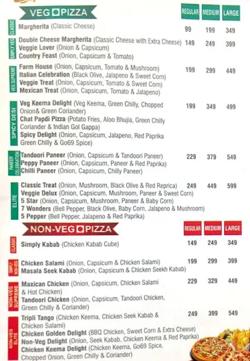 Go 69 Pizza & Cafe menu 