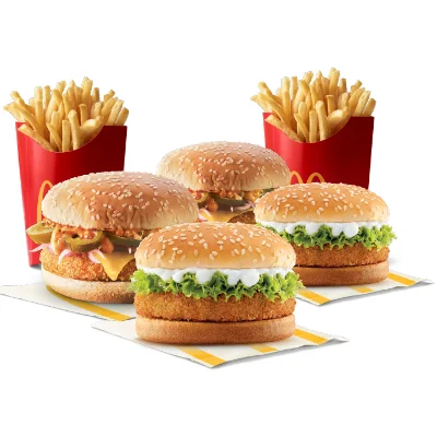 2 McVeggie Burger + 2 Corn & Cheese Burger + 2 Fries (L)