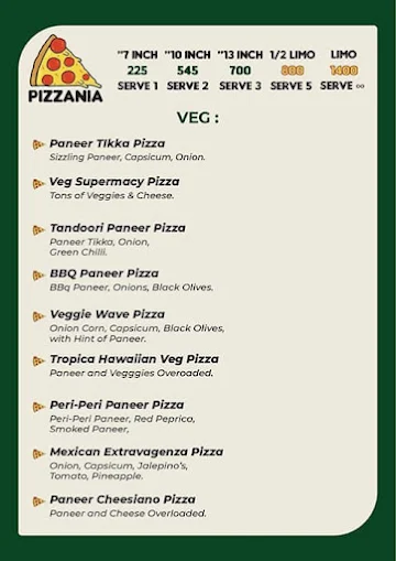 Pizzania menu 