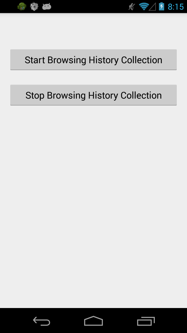 Browsing History Collector Screen 2