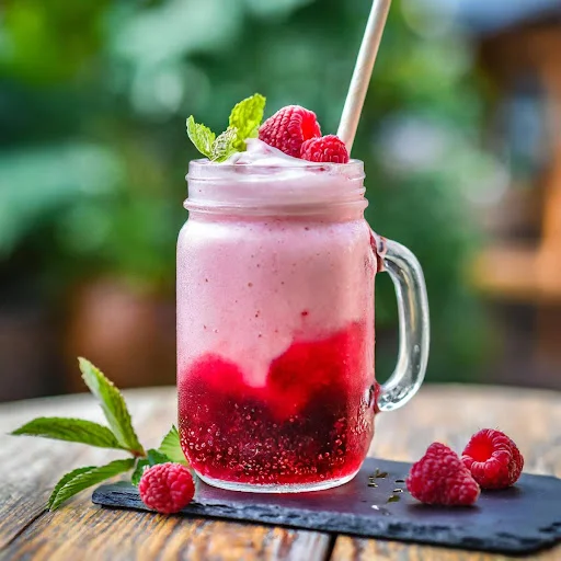 Raspberry Cream Soda Mocktail [450 Ml, Mason Jar]