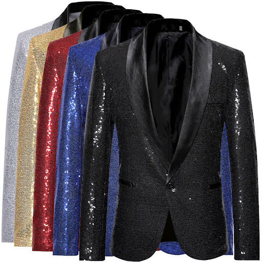 Title 6, Mens Personality Solid Color Sequins Show Suit...