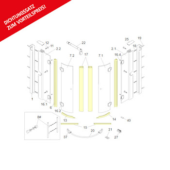 Dichtungssatz für 6 mm Runddusche, 4-teilig