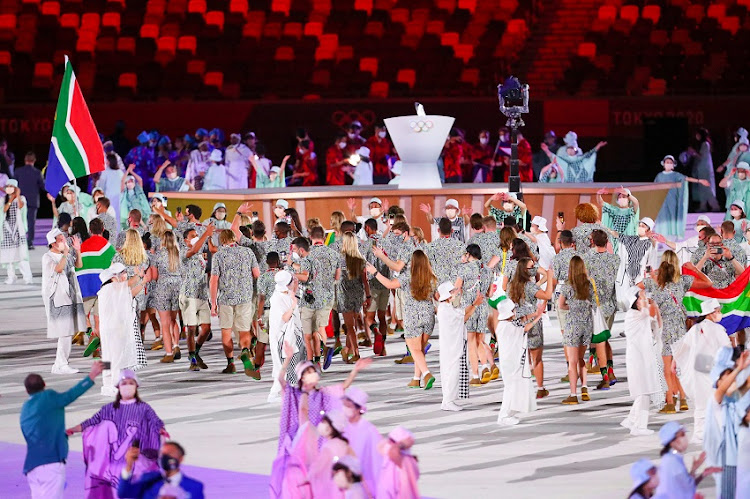 General views during the Tokyo 2020 Olympic Games Opening Ceremony at Olympic Stadium on July 23, 2021 in Tokyo, Japan.