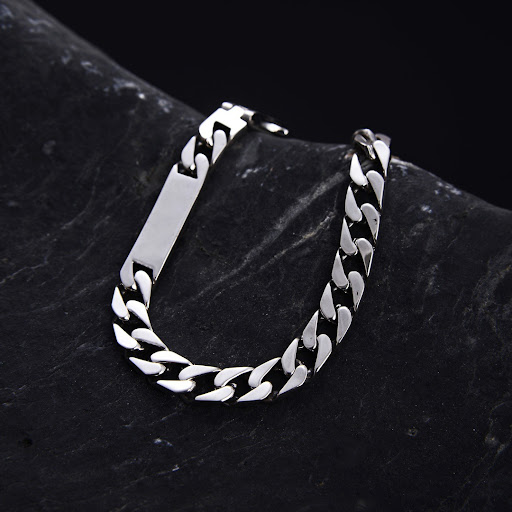 Title 5, S925 Silver Retro Worn Simple Punk Bare Silver ...