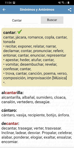Screenshot Sinónimos y Antónimos Español