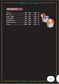 Bakes N' Shakes menu 1