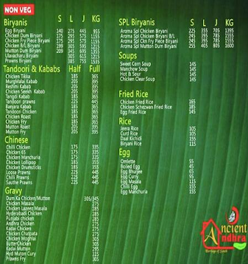 Ancient Andhra menu 