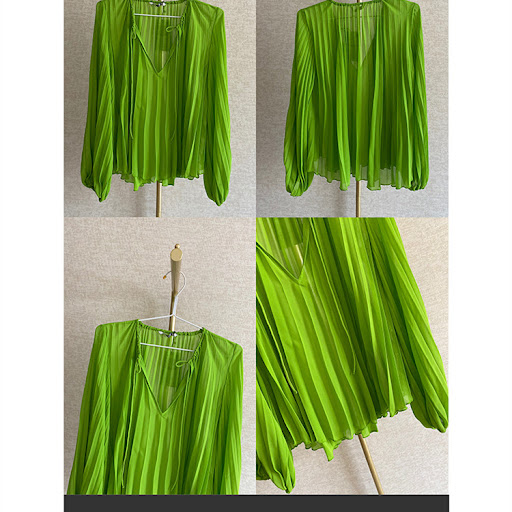 Title 2, Green Long-sleeved Shirt Niche Blouse