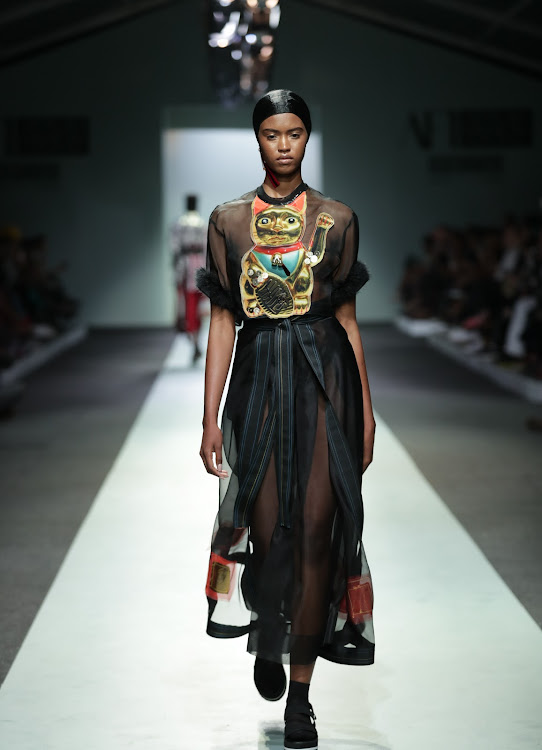 Marianne Fassler at African Fashion International Joburg Fashion Week.