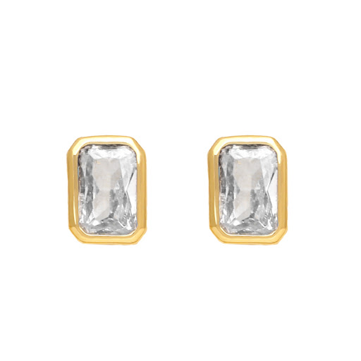 Title 2, Rhinestone Color Rectangular Zircon Stud Earrin...