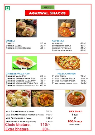 Agarwal Snacks menu 