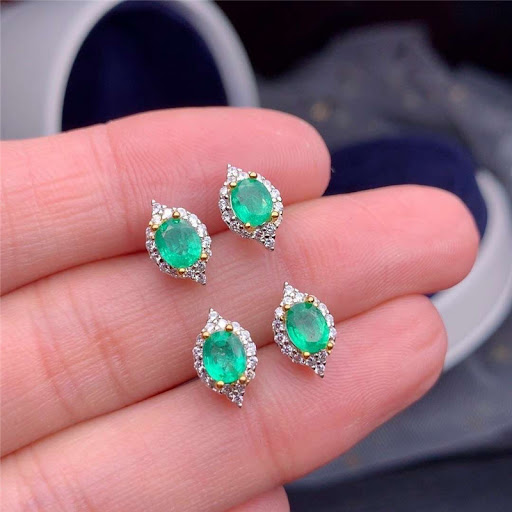Title 4, Natural Emerald S925 Silver Female Earrings, a ...