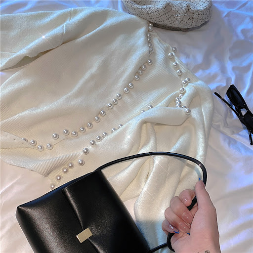 Title 15, Womens Round Neck Pearl Trim Short Long Sleeve...