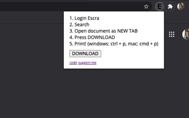 Escra Downloader chrome extension